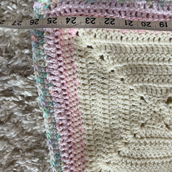 Handmade Baby Blanket with flowers 39” by 27” - Picture 6 of 7